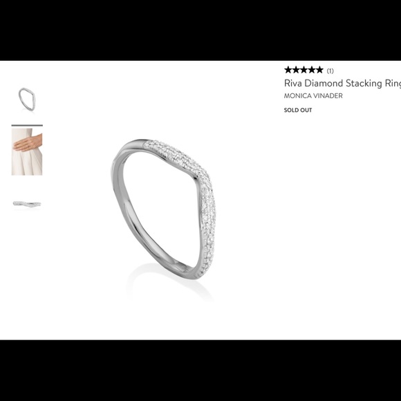 Monica Vinader RIVA diamond stacking wave ring - Picture 3 of 11